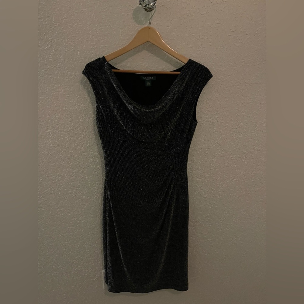 Ralph Lauren dress short sleeve black and metallic design